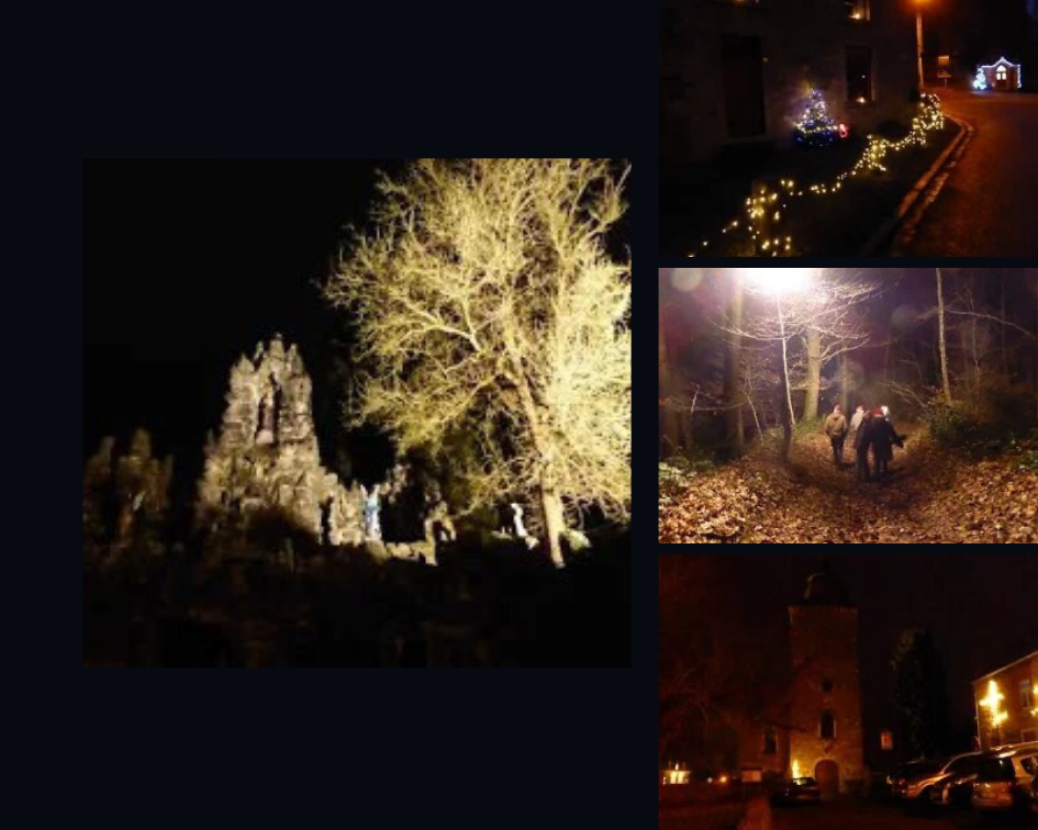 grotte illuminé lors de la marche gourmande