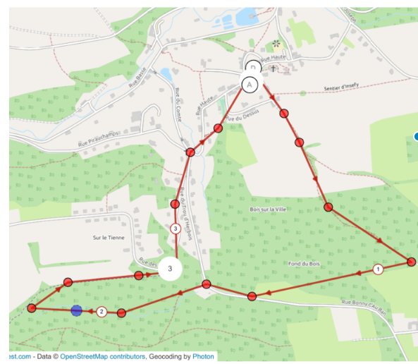 parcours van de winterwandeling in Cruupet